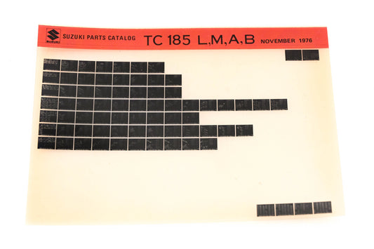 Suzuki AM010-111 TC185 L,M,A,B Parts Catalog Microfiche Rev 11/1976
