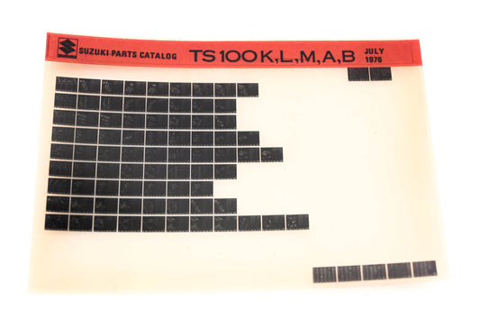 Suzuki TS100KLMAB TS100 K,L,M,A,B Parts Catalog Microfiche Rev 7/1976