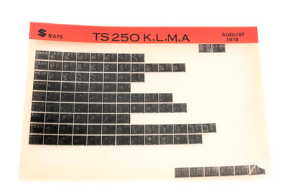 Suzuki TS250KLMA TS 250 K,L,M,A Parts Catalog Rev:8/1978