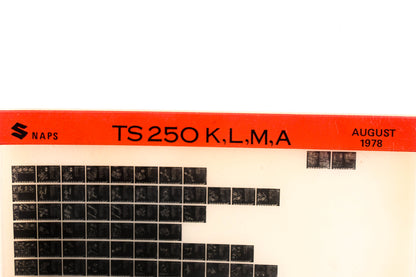 Suzuki TS250KLMA TS 250 K,L,M,A Parts Catalog Rev:8/1978