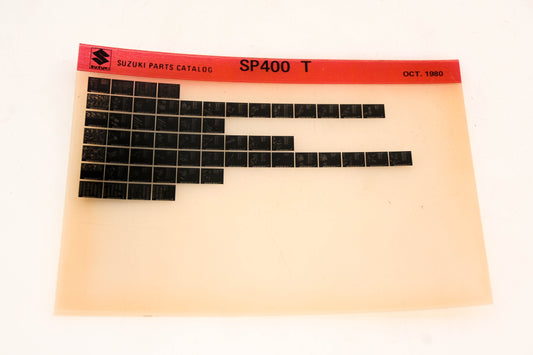 Suzuki SP400T SP400 T Parts Catalog Microfiche Rev:10/1980