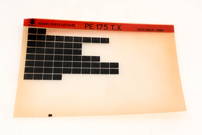 Suzuki PE175TX PE175 T,X Parts Catalog Microfiche Rev:10-1980