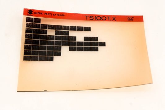 Suzuki TS100TX TS100 T,X Parts Catalog Microfiche Rev:7/1980