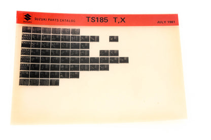 Suzuki TS185TX TS185 T,X Part Catalog Microfiche Rev:8/1981