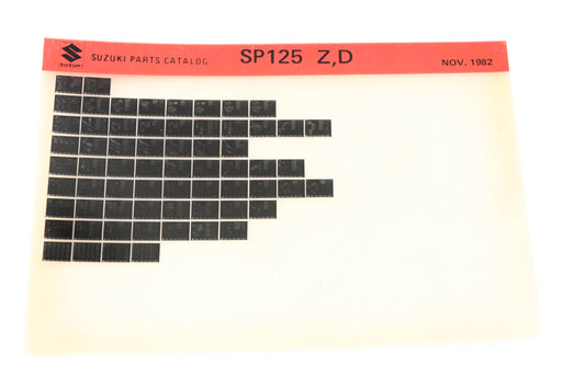 Suzuki SP125ZD SP125 Z,D Parts Catalog Microfiche Rev:11/1982