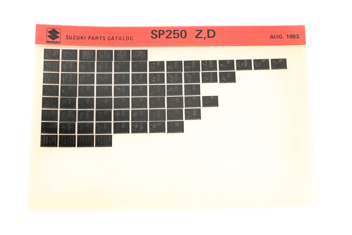 Suzuki SP250ZD SP250 Z,D Parts Catalog Microfiche Rev:8/1983