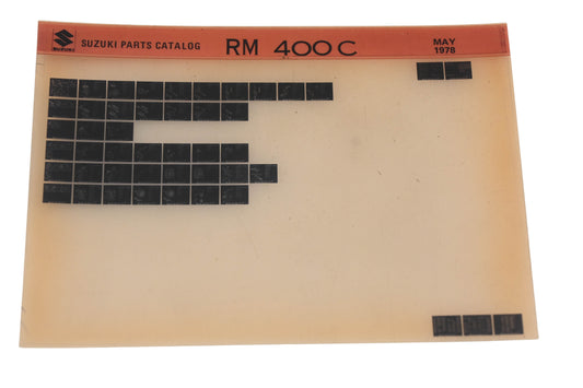 OEM Suzuki RM400C RM400C Parts Catalog Microfiche Rev:5/1978