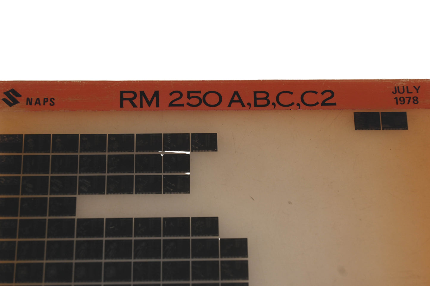 OEM Suzuki RM250ABCC2 RM250A,B,C,C2 Parts Catalogue Microfiche Rev: 7/1978