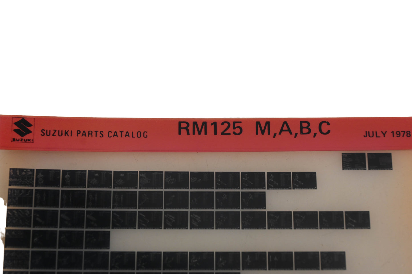 OEM Suzuki RM125MABC RM125M,A,B,C Parts Catalogue Microfiche Rev: 7/1978