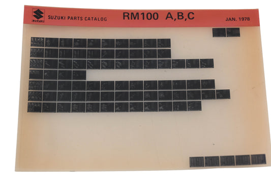 OEM Suzuki RM100ABC RM100 A,B,C Parts Catalogue Microfiche Rev: 1/1978