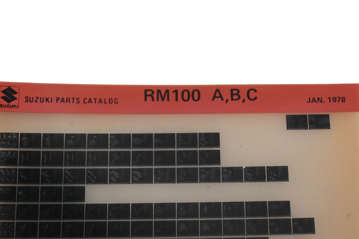 OEM Suzuki RM100ABC RM100 A,B,C Parts Catalogue Microfiche Rev: 1/1978 ...