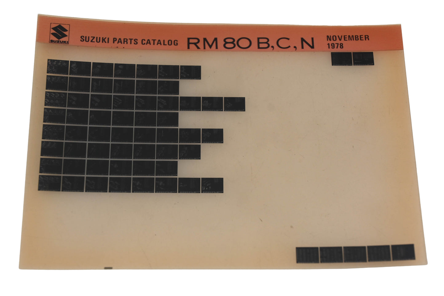 OEM Suzuki RM80BCN RM80 B,C,N Parts Catalogue Microfiche Rev: 11/1978