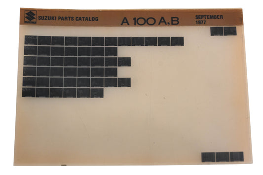 OEM Suzuki A100AB A100 A,B Parts Catalogue Microfiche Rev: 9/1977