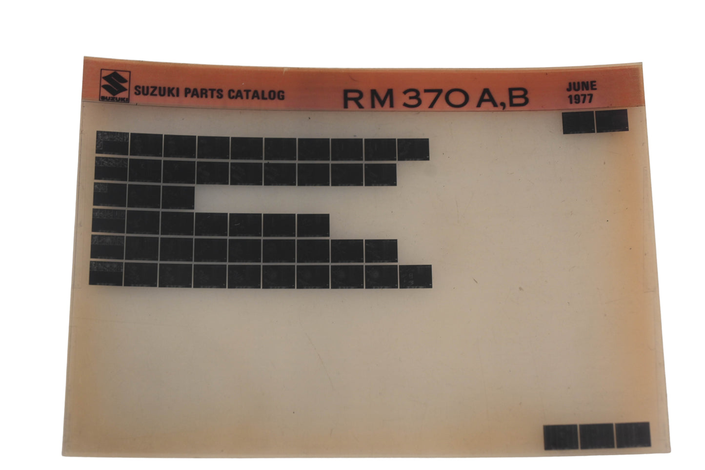 OEM Suzuki RM370AB RM370 A,B Parts Catalogue Microfiche Rev: 6/1977