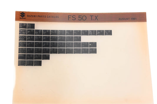 OEM Suzuki FS50TX FS50 T,X Parts Catalogue Microfiche 8/1981