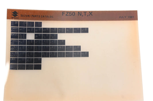 OEM Suzuki FZ50NTX FZ50 N,T,X Parts Catalogue Microfiche Rev: 7/1981