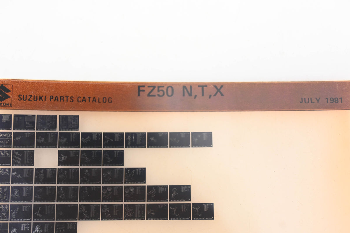 OEM Suzuki FZ50NTX FZ50 N,T,X Parts Catalogue Microfiche Rev: 7/1981
