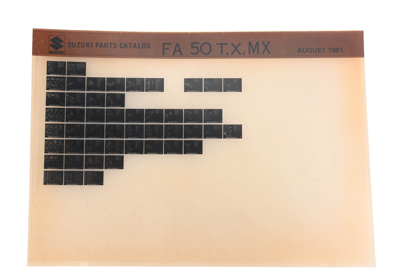 OEM Suzuki FA50TXMX FA50 T,X,MX Parts Catalogue Microfiche Rev: 8/1981