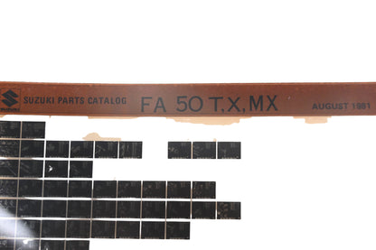 OEM Suzuki FA50TXMX FA50 T,X,MX Parts Catalogue Microfiche Rev: 8/1981