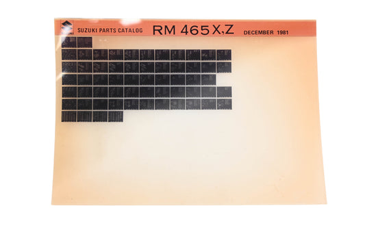 OEM Suzuki RM465XZ RM465 X,Z Parts Catalogue Microfiche 12/1981