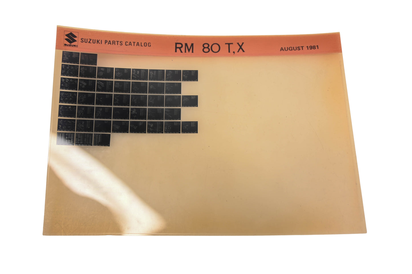 New OEM Suzuki RM80TX RM80 T,X Parts Catalogue Microfiche Rev: 8/1981 NOS