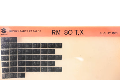 New OEM Suzuki RM80TX RM80 T,X Parts Catalogue Microfiche Rev: 8/1981 NOS