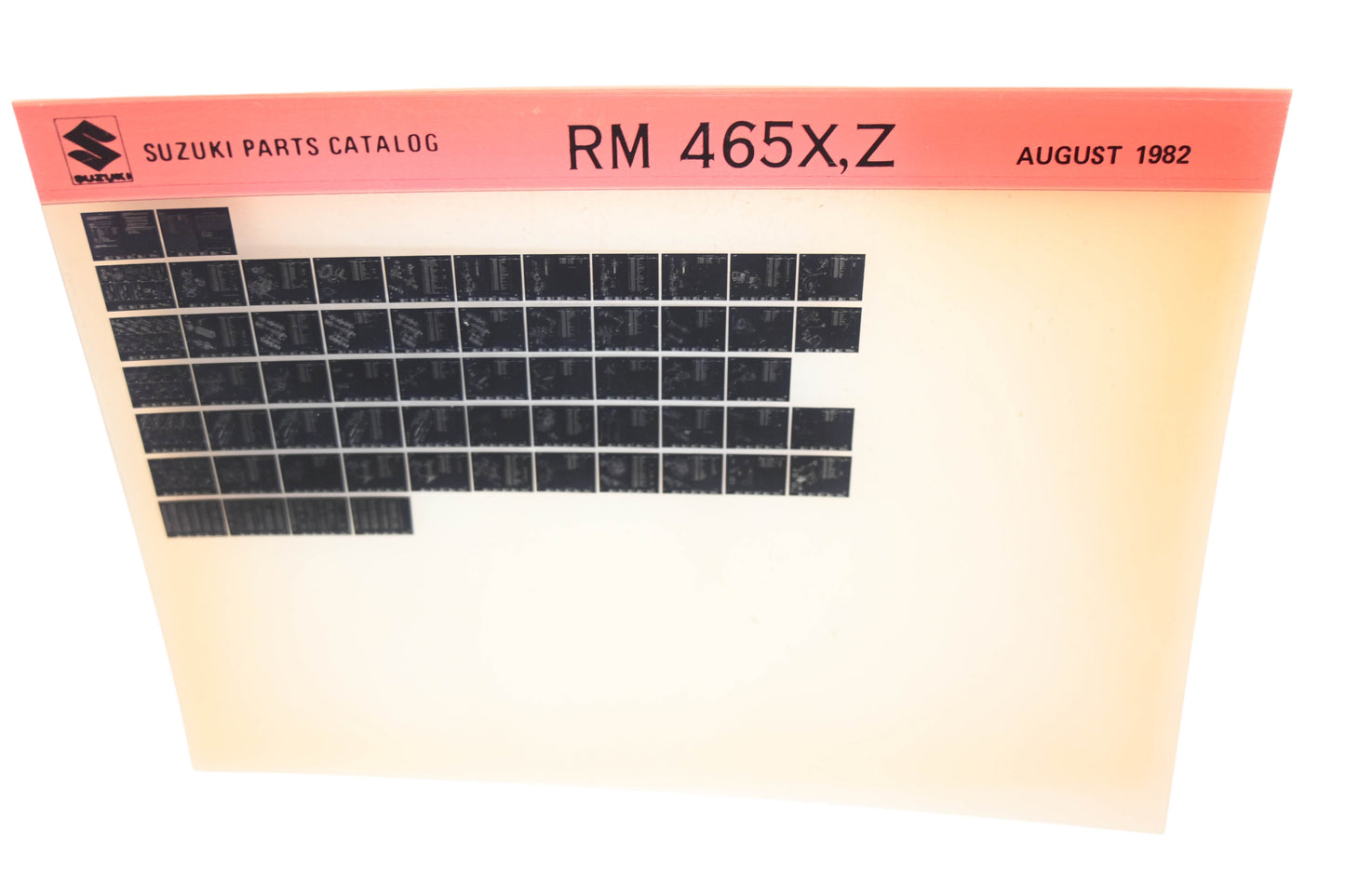 New OEM Suzuki RM465XZ RM465 X,Z Parts Catalogue Microfiche Rev:8/1982 NOS