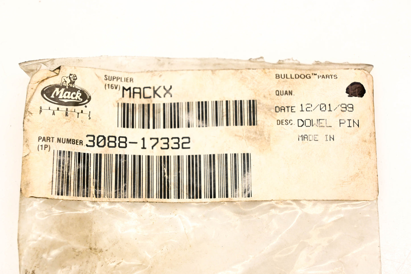 Mack 3088-17332 Dowel Pin NOS