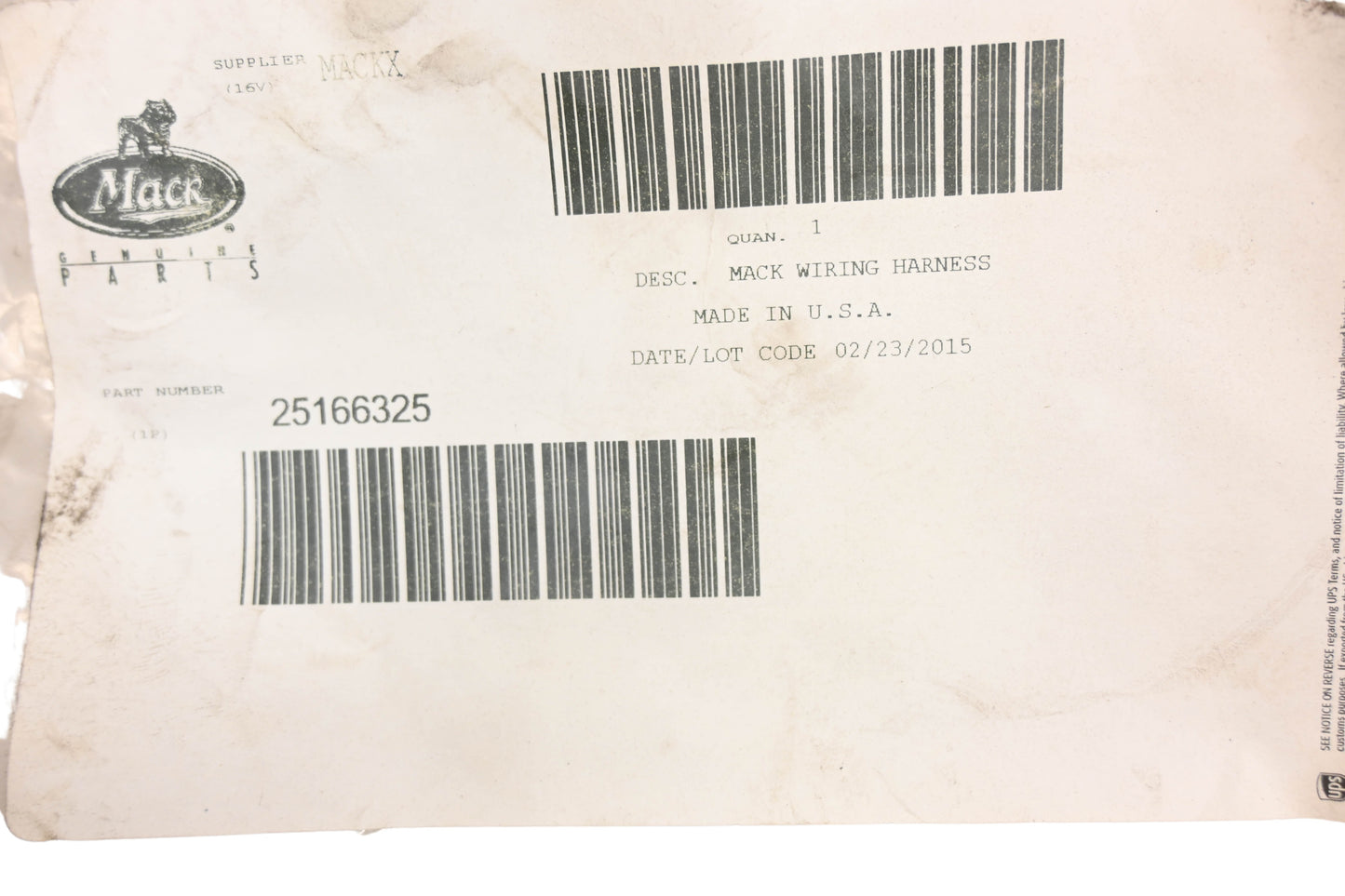 Mack 25166325 Wiring Harness NOS