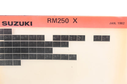 New OEM Suzuki RM250X RM250 X Parts Catalogue Microfiche Rev: 1/1982 NOS
