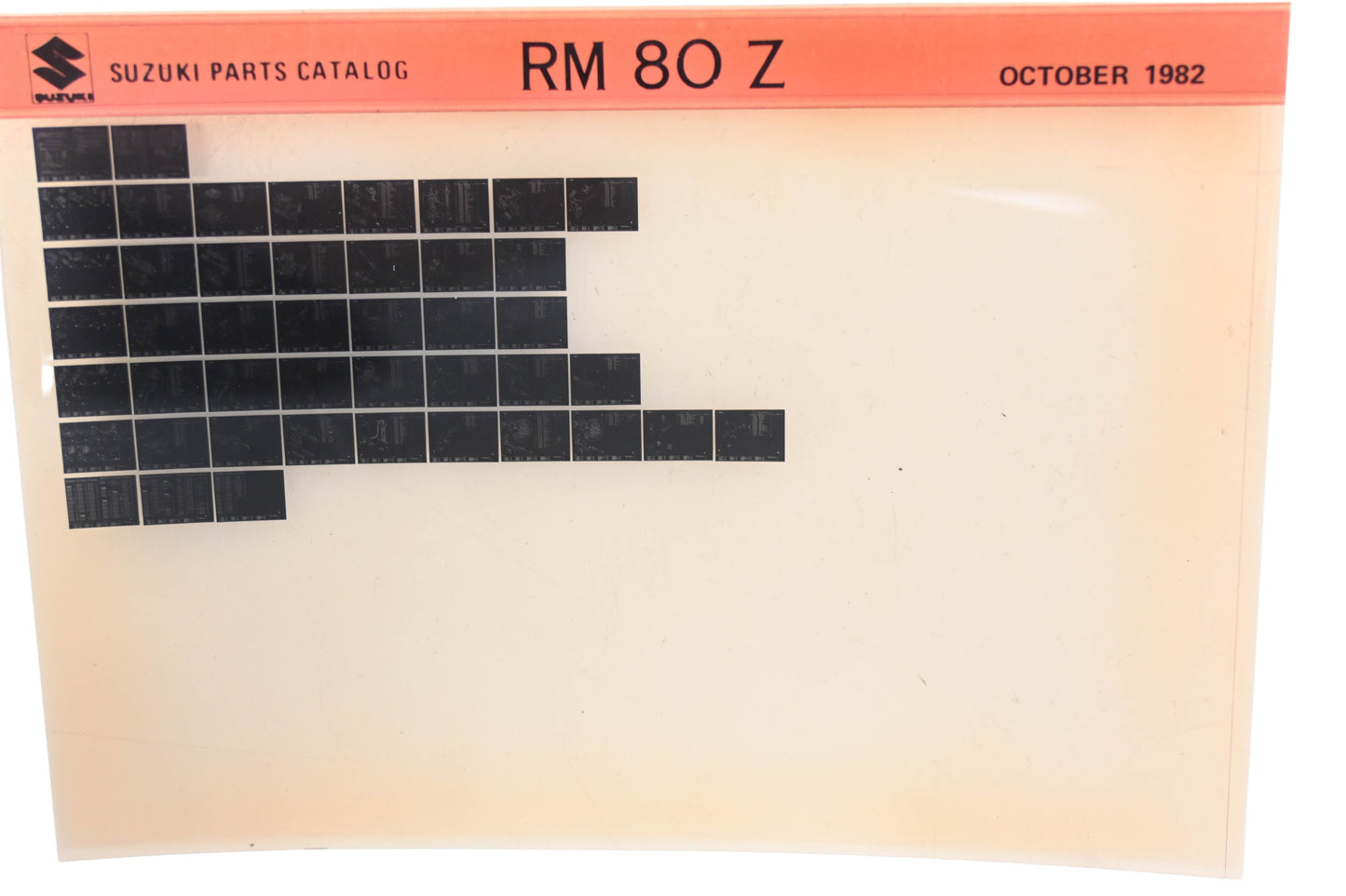 New OEM Suzuki RM80Z RM80 Z Parts Catalogue Microfiche Rev: 10/1982 NOS