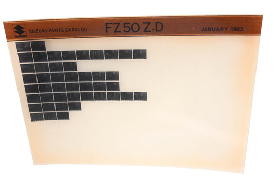 New OEM Suzuki FZ50ZD FZ50 Z,D Parts Catalogue Microfiche Rev: 1/1983 NOS
