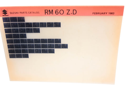 New OEM Suzuki RM60ZD RM60 Z,D Parts Catalogue Microfiche Rev: 2/83 NOS