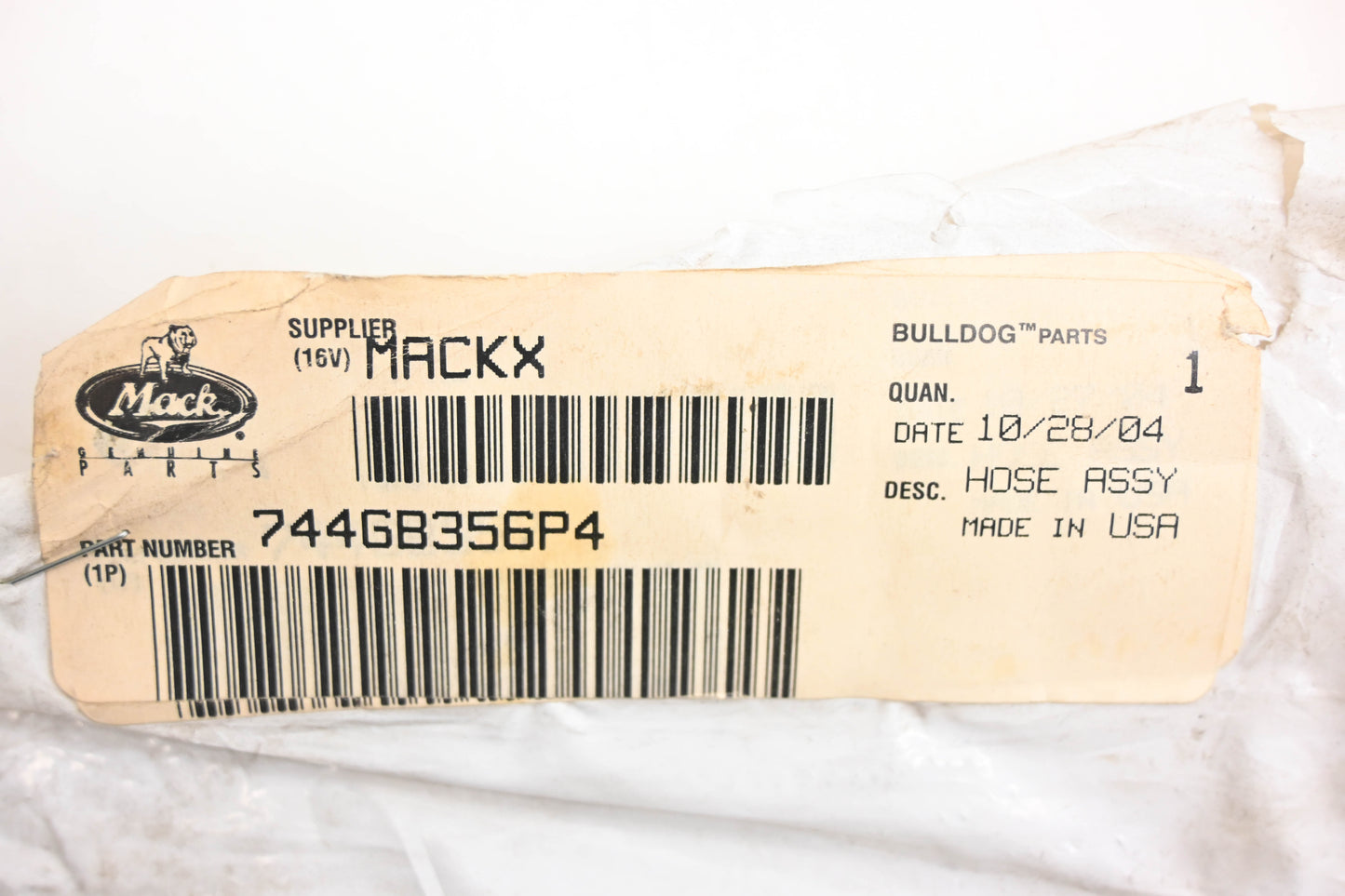 Mack 744GB356P4 Assembly Hose NOS