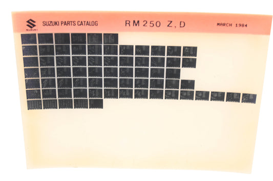 New OEM Suzuki RM250ZD RM250 Z,D Parts Catalogue Microfiche Rev: 3/1984 NOS