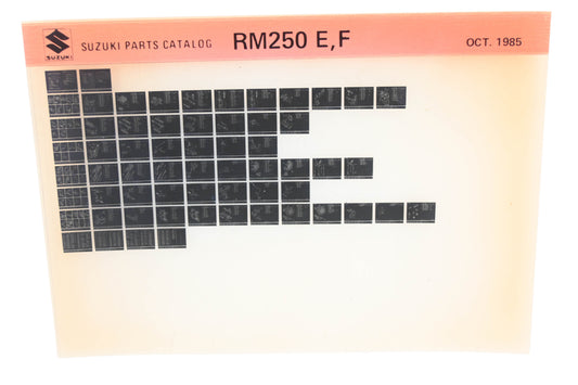New OEM Suzuki RM250EF RM250 E,F Parts Catalogue Microfiche Rev: 10/1985 NOS
