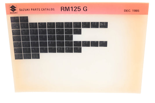 New OEM Suzuki RM125G RM125 G Parts Catalogue Microfiche Rev:12/1985 NOS