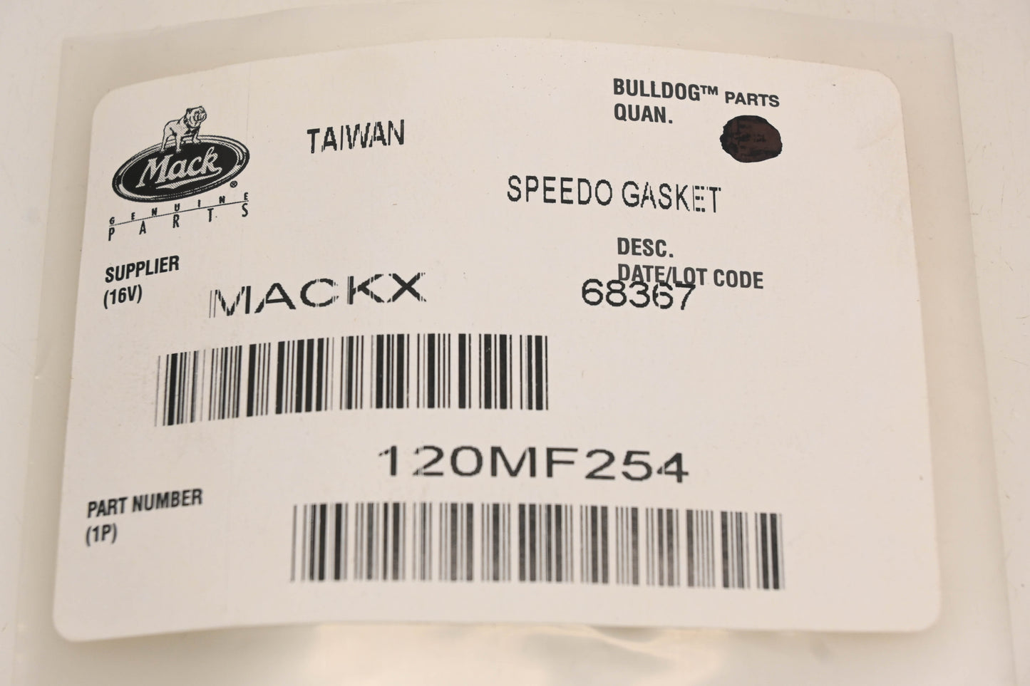 Mack 120MF254 Speedometer Gasket NOS