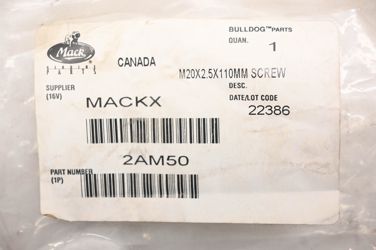 Mack 2AM50, 25097359 M20x2.5x110mm Screw NOS