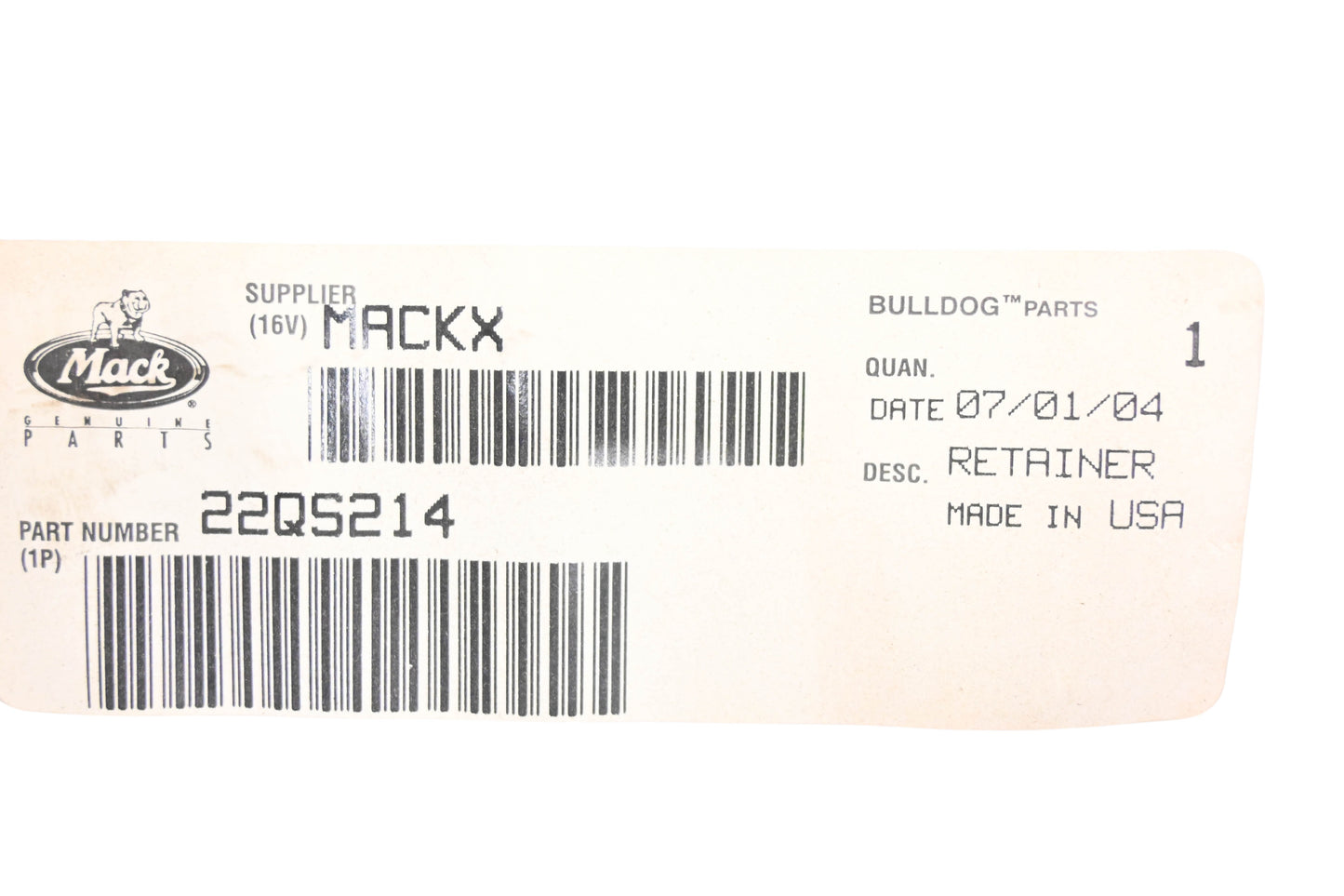 Mack 22QS214 Retainer NOS