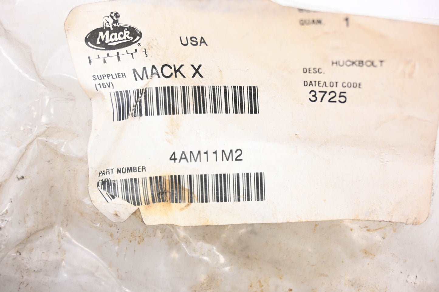 Mack 4AM12M2, 85130551 Huck Bolt 16mm NOS