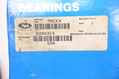 Mack 62AX314, 594 NTN Bower Bearing Cone NOS