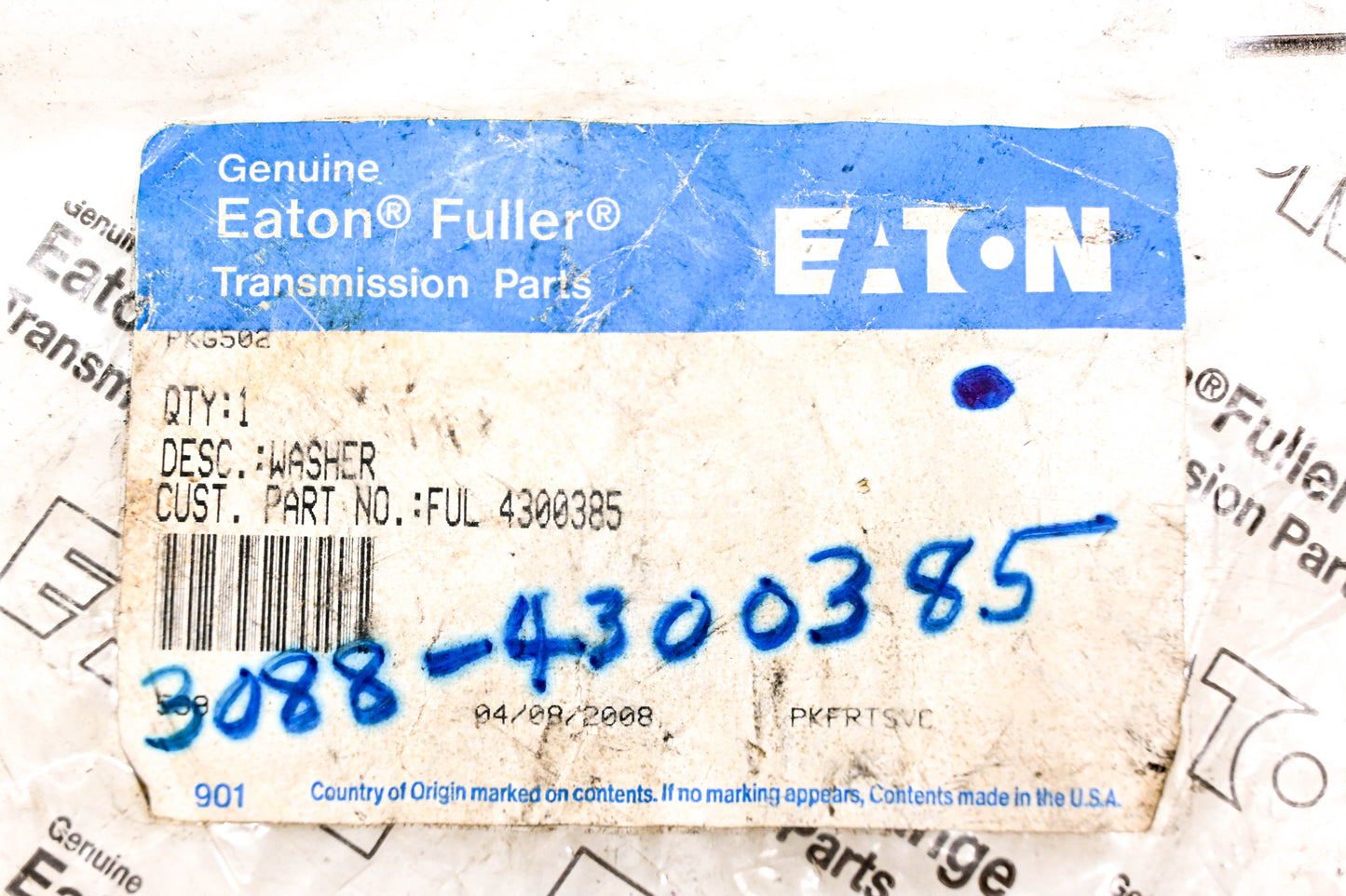 Eaton Fuller 4300385, 3088-4300385 Washer NOS