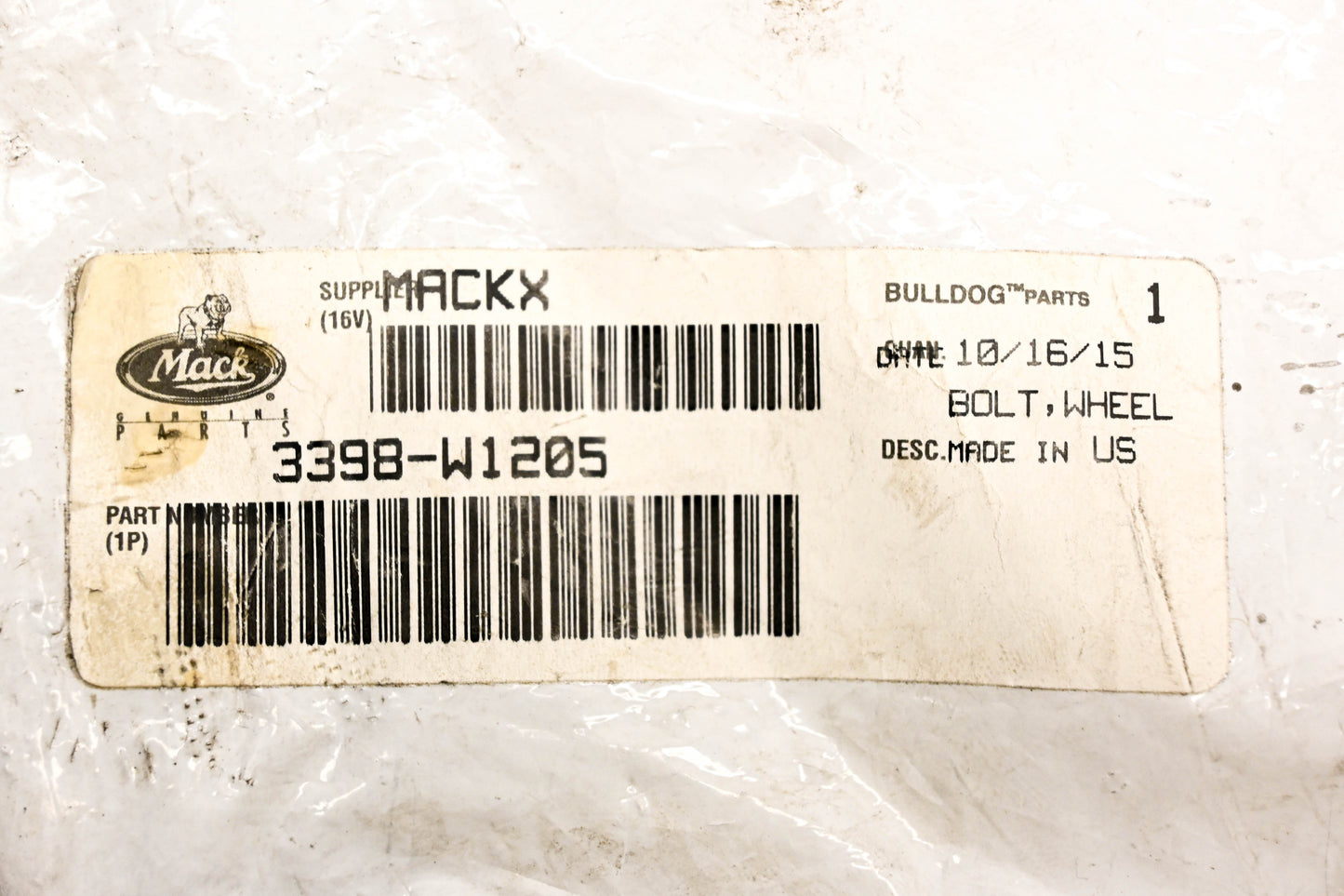 Mack 3398-W1205 Wheel Bolt NOS