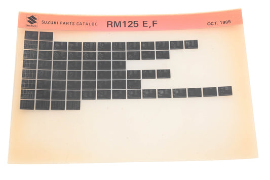 OEM Suzuki RM125EF RM125 E,F Parts Catalog Microfiche Rev:10/1985