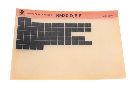 OEM Suzuki RM80DEF RM80 D,E,F Parts Catalog Microfiche Rev:10/1985
