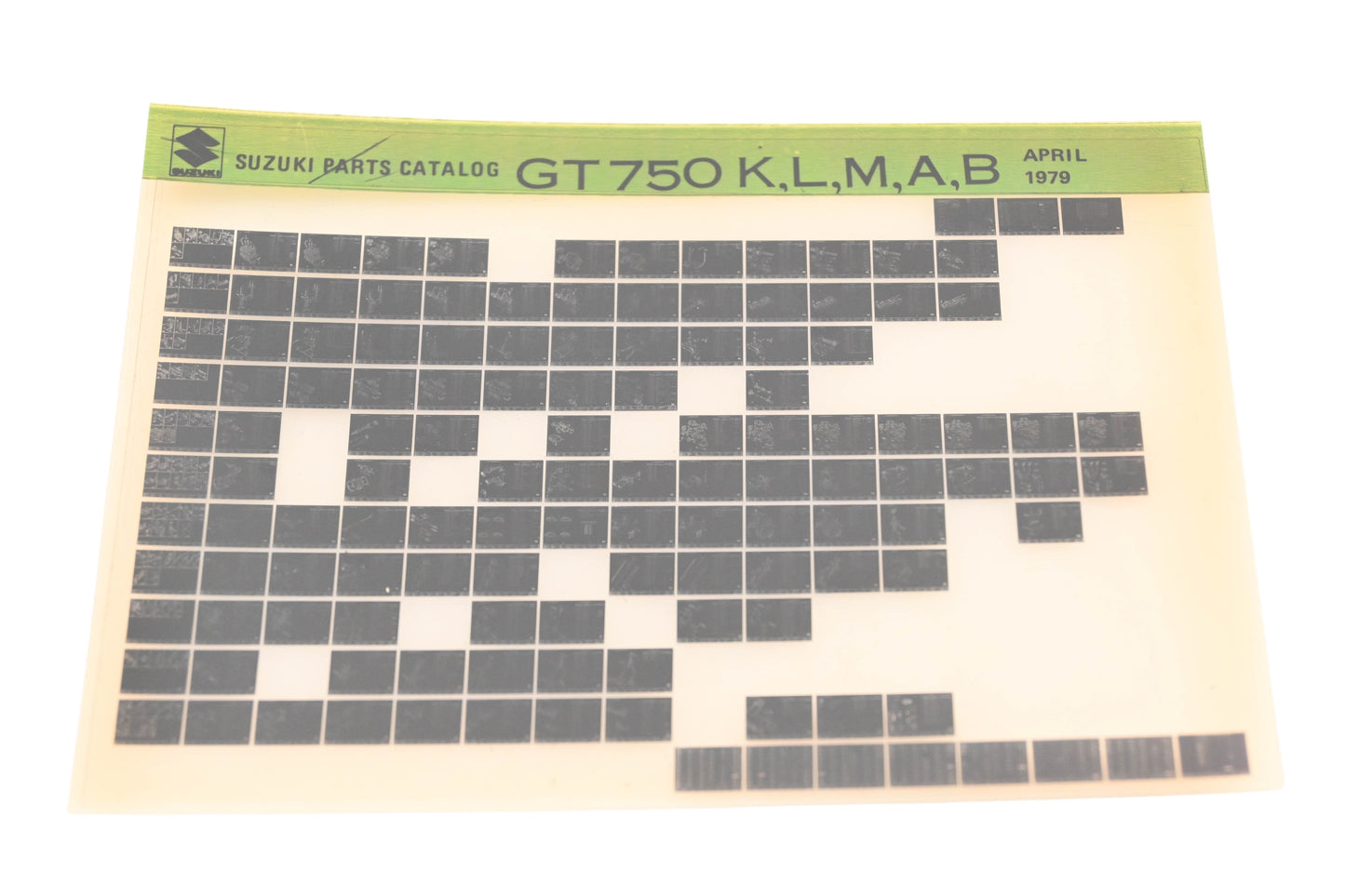 OEM Suzuki GT750KLMAB GT750 K,L,M,A,B Parts Catalog Microfiche Rev:4/1979