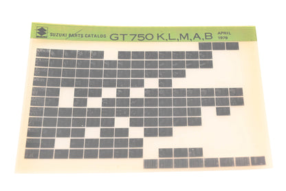 OEM Suzuki GT750KLMAB GT750 K,L,M,A,B Parts Catalog Microfiche Rev:4/1979