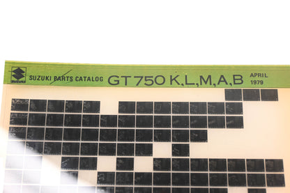 OEM Suzuki GT750KLMAB GT750 K,L,M,A,B Parts Catalog Microfiche Rev:4/1979