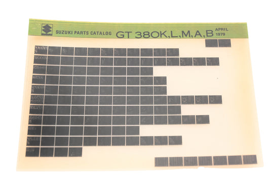 OEM Suzuki GT380KLMAB GT380K,L,M,A,B Parts Catalog Microfiche Rev:4/1979